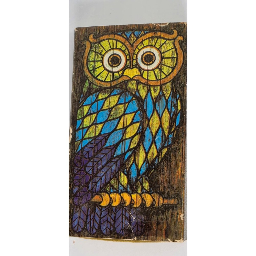 Vintage 1970 Ohio Match Company Large Owl Mushroom Matchbox Psychedelic Art USA